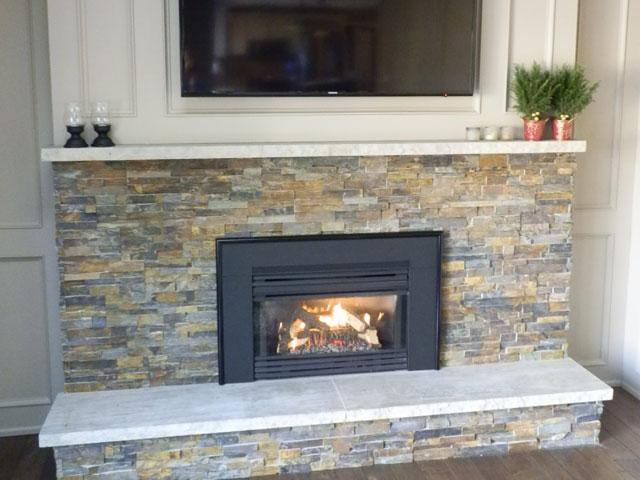 A fireplace installation by The One Stop Fireplace Shop in the Niagara Peninsula
