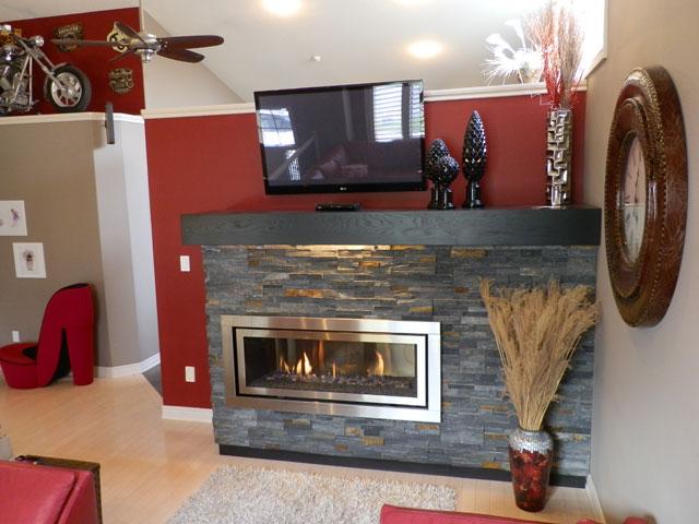A fireplace installation by The One Stop Fireplace Shop in the Niagara Peninsula