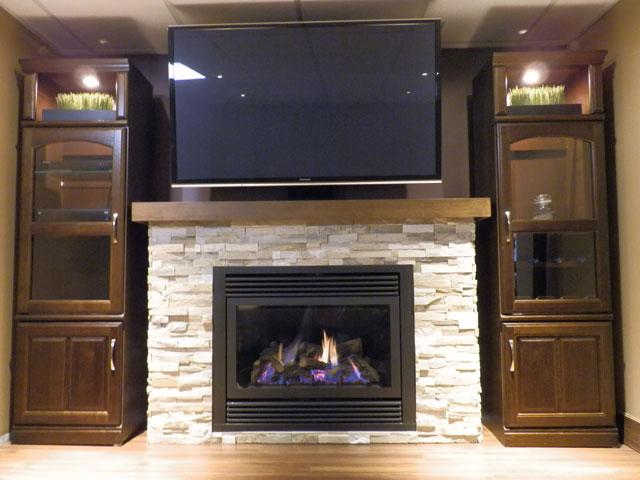 A fireplace installation by The One Stop Fireplace Shop in the Niagara Peninsula