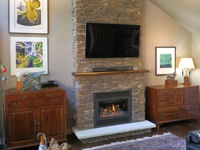 A fireplace installation by The One Stop Fireplace Shop in the Niagara Peninsula
