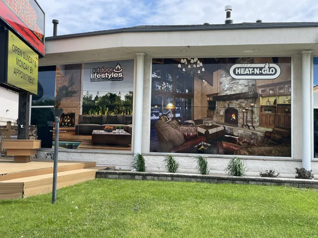 The The One Stop Fireplace Shop showroom on Drummond Road in Niagara Falls